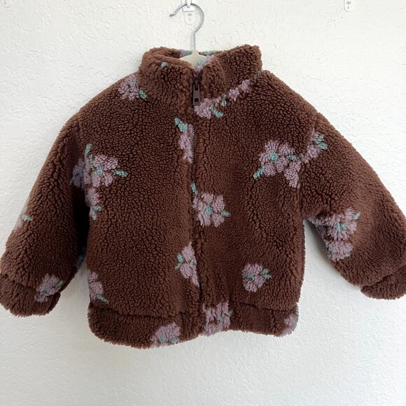 Zara Brown & Purple Floral Fleece Jacket 4y NWT
